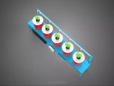 IOT SMART CONTROL DUTCH BUCKET HYDROPONIC SYSTEM SETUP PLANT POT 3D model