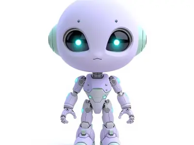 Cute Chibi Alien Robot 3D Model Low-poly 3D model
