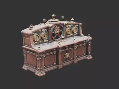 Steampunk Airship Control Console Low-poly 3D model