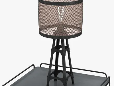 industrial table lamp on table 3D model