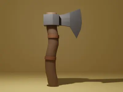 Simple Wood Axe Weapon low-poly game ready Low-poly 3D model