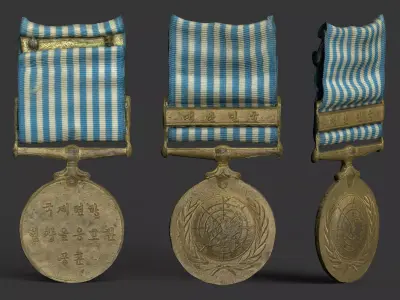 My grandfathers UN medal from forgotten    Korean War 3D model