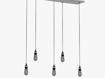 FACTORY FILAMENT BARE BULB RECTANGULAR PENDANT 3D model