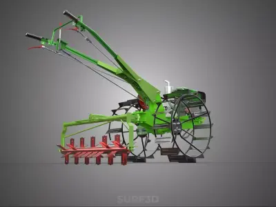 MINI TRACTOR ROTO ROTARY ROTAVATOR DIESEL CULTIVATOR TILLER PLOW 3D model