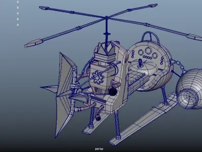 Airship helicopter with propellers 3D model