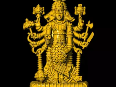 dasavatar gold statue of goddess durga 3D print model