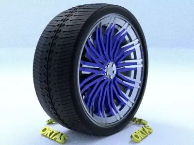 ORTAS CAR RIM 65 GAME READY RIM TIRE AND DISC 3D model