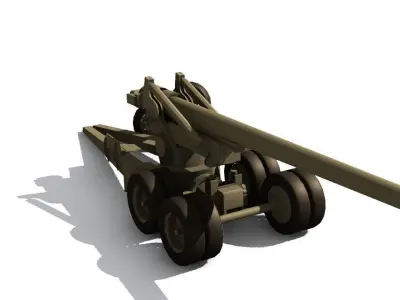 155mm gun M1 Long Tom Low-poly 3D model