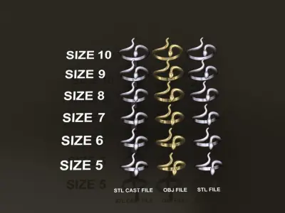 Dainty Snake  Ring Band Mix Size 3D print model