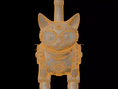 Steampunk Brass Cat Mechanical 3D Print Model 3D print model