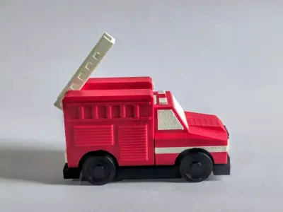 3d printed fire truck multicolor with rotating wheels and ladder 3D print model