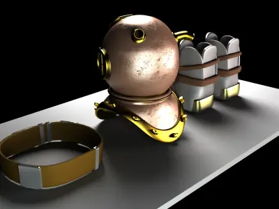 Diver Suit Parts antique Free 3D model
