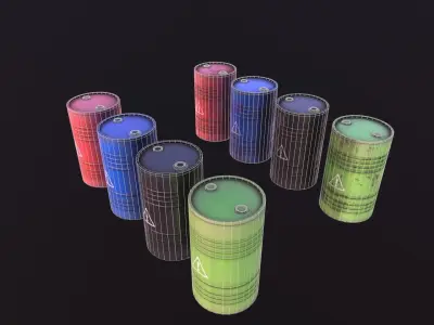  Chemical Barrel Clean and dirty Low-poly 3D model