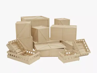 Stylized Boxes and Crates Collection 3D model