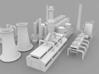 Low-Poly Industrial Plant 3D model