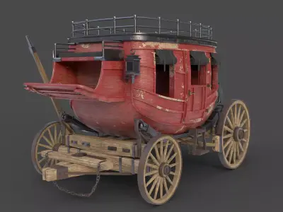 Stage Coach Wagon Low-poly 3D model