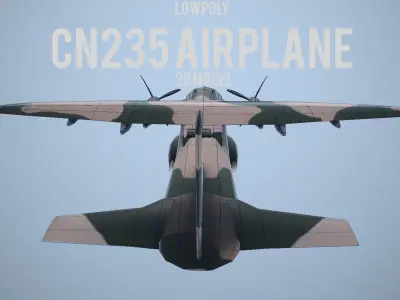 Lowpoly Casa CN235 Turkish Airforce Airplane Low-poly 3D model