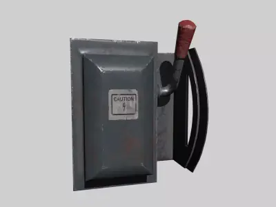 Animated Electrical Switch with Lever Low-poly 3D model