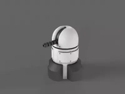 PBR Turret Gun 06 White Low-poly 3D model