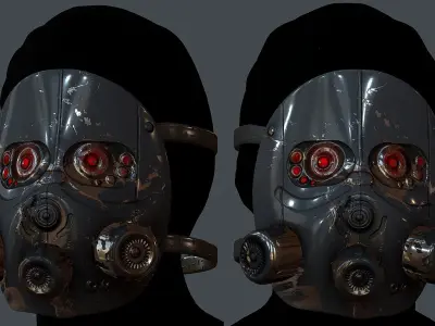 Gas mask helmet 3d model scifi Low-poly Low-poly  Low-poly 3D model