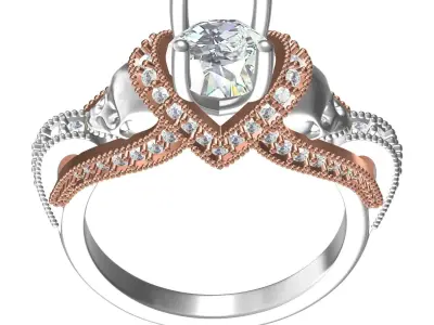 Round Stone Skull Ladies Engagement Ring 3D print model