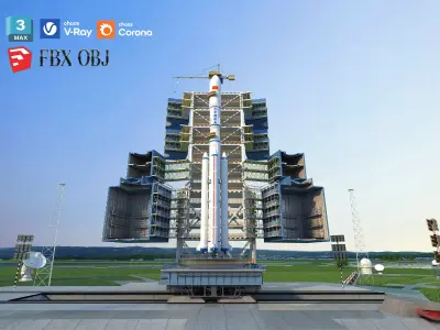 Rocket launch pad - Rocket launch site Low-poly 3D model
