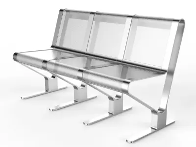 Waiting Room Seat V1 3 Seats 3D model