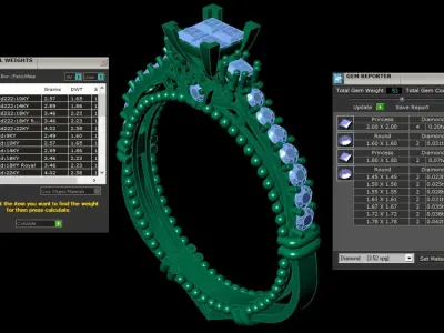 Gold Engagement Diamonds Ring 3D print model