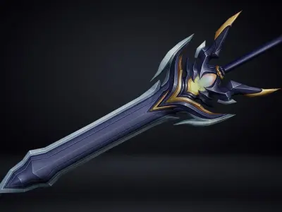 Futuristic Sword Low-poly 3D model 5