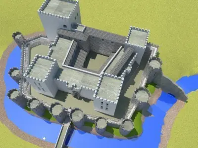 CASTLE low poly in minecraft Low-poly 3D model
