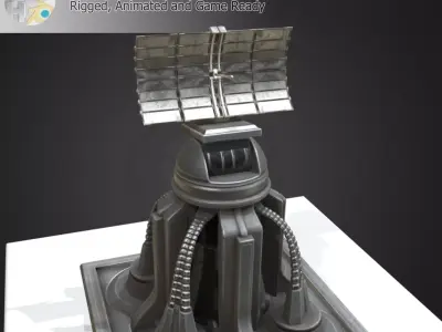 Futuristic Radar Tower Low-poly 3D model