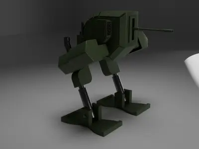 Diesel Punk Walker Tank 001 Low-poly 3D model
