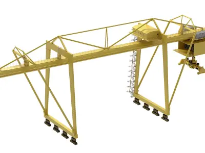 Container yellow cargo crane 3D model