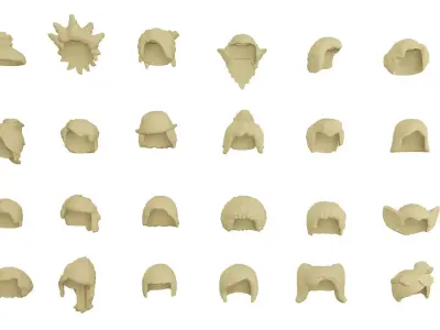 TwindBricks3D - Minifigure Hair pack 7 3D print model