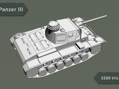 Panzer III Tank Pack Low-poly 3D model