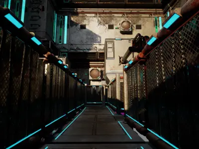 Cyberpunk modular set Low-poly 3D model