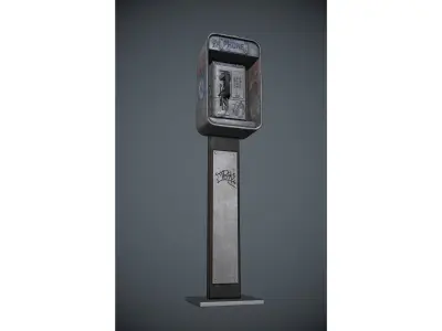 Payphone - Game Ready pay phone with graffiti on wall Low-poly 3D model