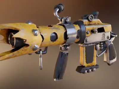 Cartoon Scifi machine gun Low-poly 3D model