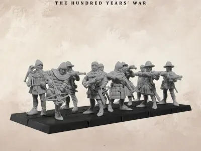  Medieval crossbowmen mid 14th century 3D print model