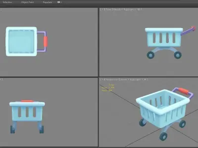Cartoon shopping cart - B Low-poly 3D model