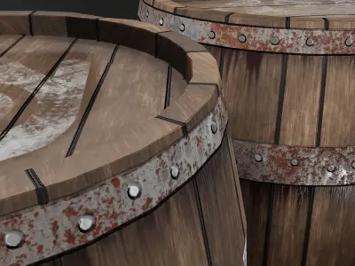 Wooden Barrel with Blender Logo Free low-poly 3D model