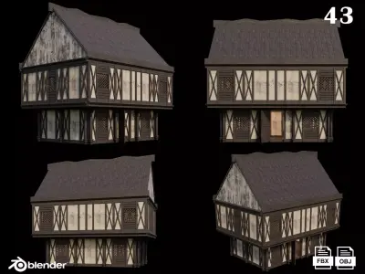 Medieval Houses 43- 4K Textures Game Ready Low-poly 3D model
