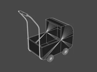 Vintage Baby Pram Toy Low-poly 3D model