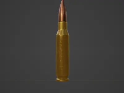 762 mm Bullet High Poly Free 3D model
