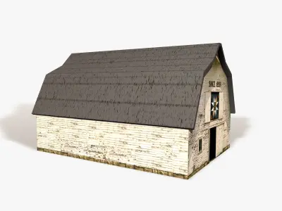 Medieval Wooden Barn  Low-poly 3D model