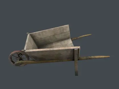 Wooden hand truck low poly 3D Free low-poly 3D model