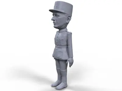 Charles De Gaulle stylized high quality 3D printable miniature 3D print model