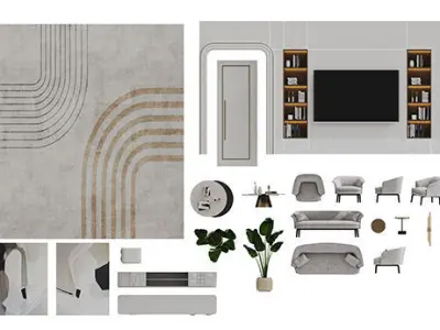 FLOOR PLAN 2d furniture top view 3D render realistic part 3 3D model