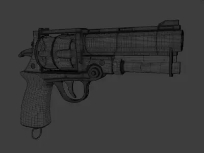 Black and gold Revolver 3D model