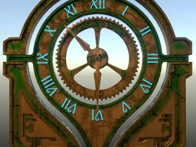 Steampunk wall clock 3D model purchase